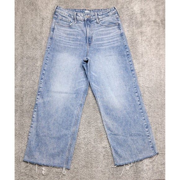 Old Navy Jeans Womens Sz 12 Wide Leg Denim Blue Stretch Extra High Rise - Picture 2 of 13